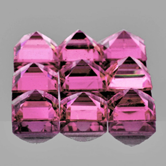 3.00 mm 9pc Square Natural Pink Tourmaline {Flawless-VVS Clarity}