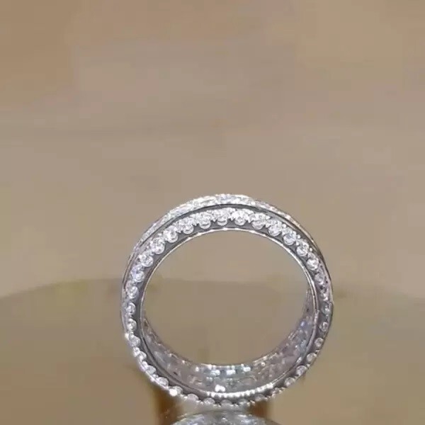 7.36 Ctw Asscher D/FL Moissanite Solid 14K White Gold Eternity Wedding Band Ring