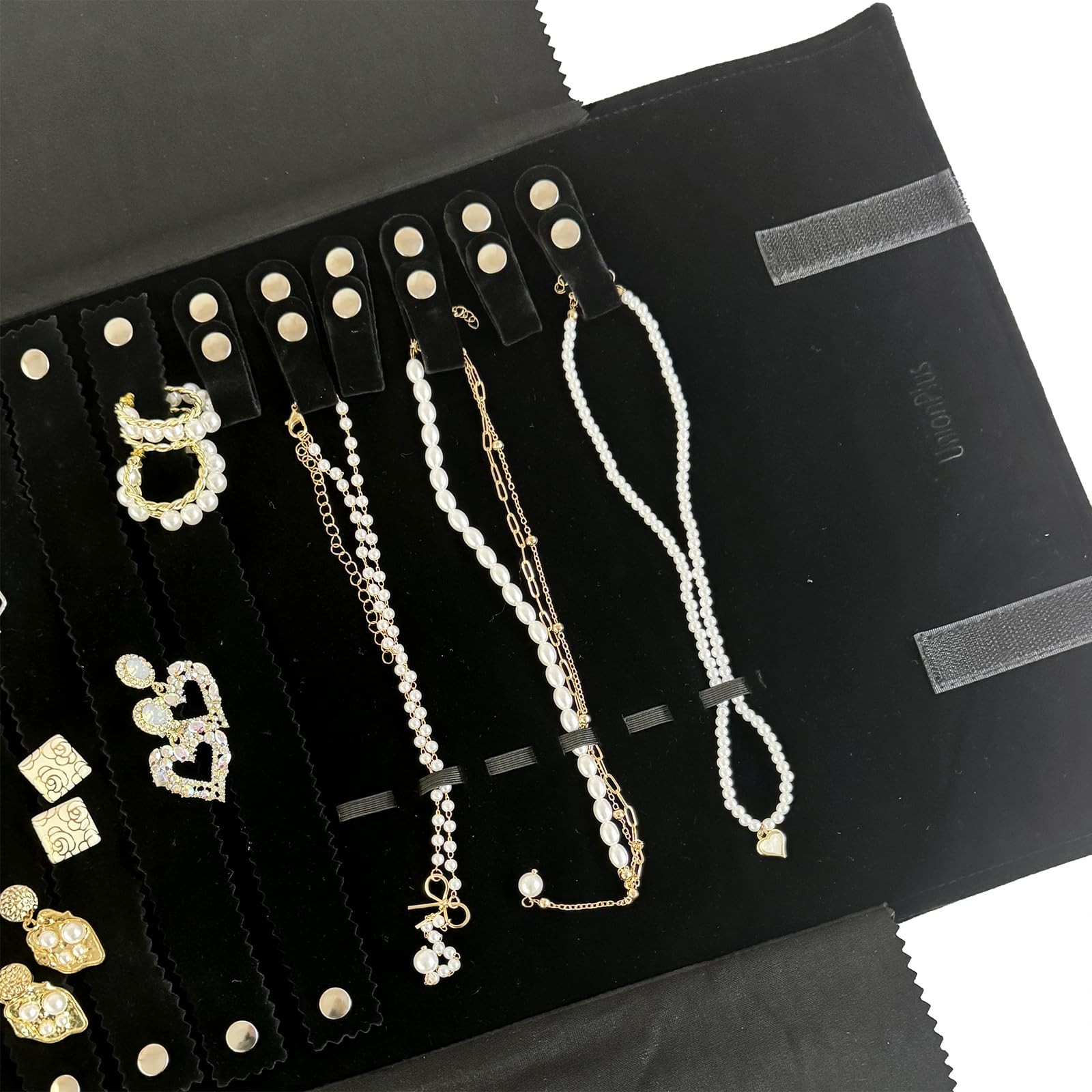 Velvet Jewelry Roll Organizer, Travel Jewelry Case with Multiple Compartments…