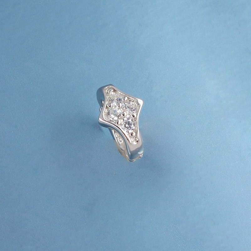 Sterling Silver CZ Curved Rhombus Hinged Pendant Bail Connector Shortener #33343