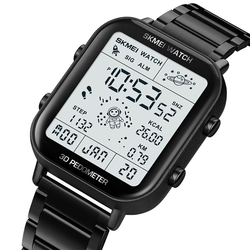SKMEI Sport Watch Men Astronaut Dial Digital Wristwatch Male Steel LED Watches