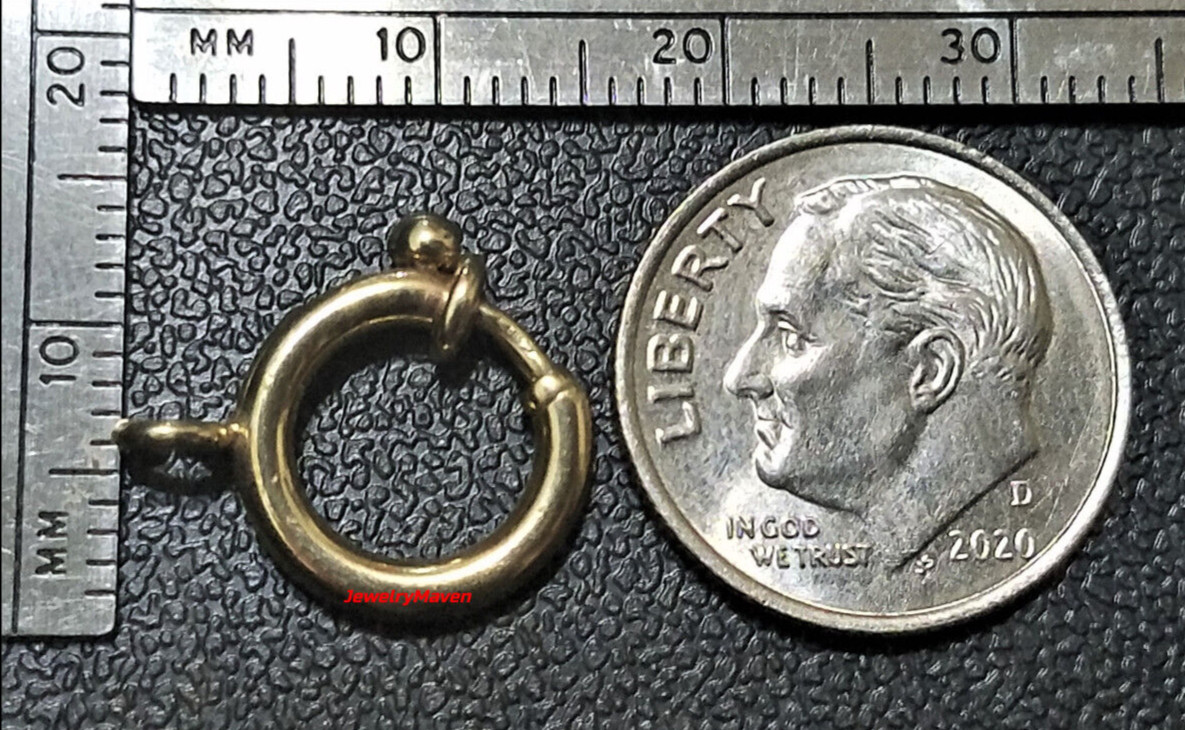 12mm JUMBO HEAVY DUTY 14k Yellow Gold Large Spring Ring Clasp CLOSED Jump ITALY