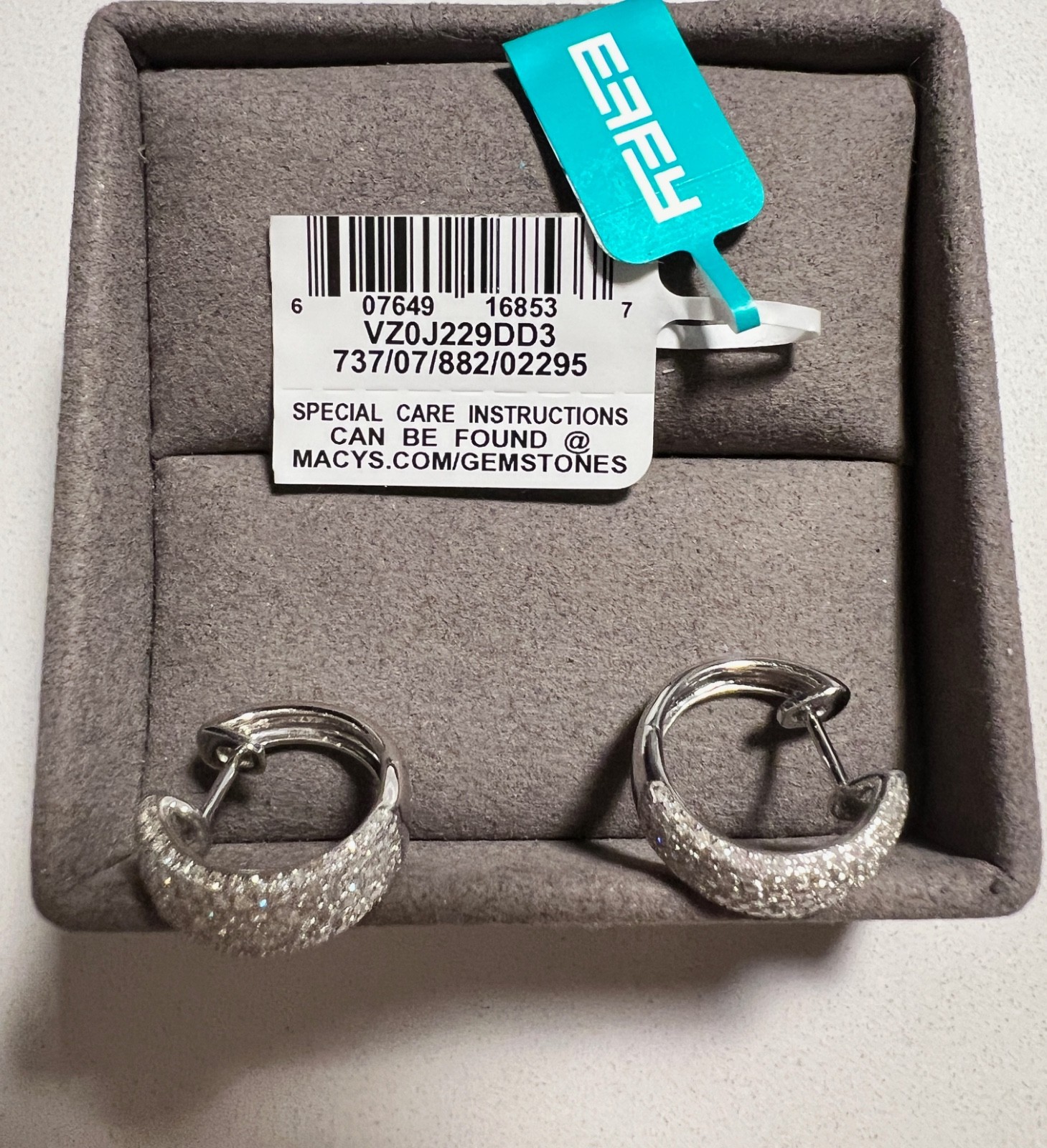 Effy 14K White Gold Pave Diamond Huggie Earrings