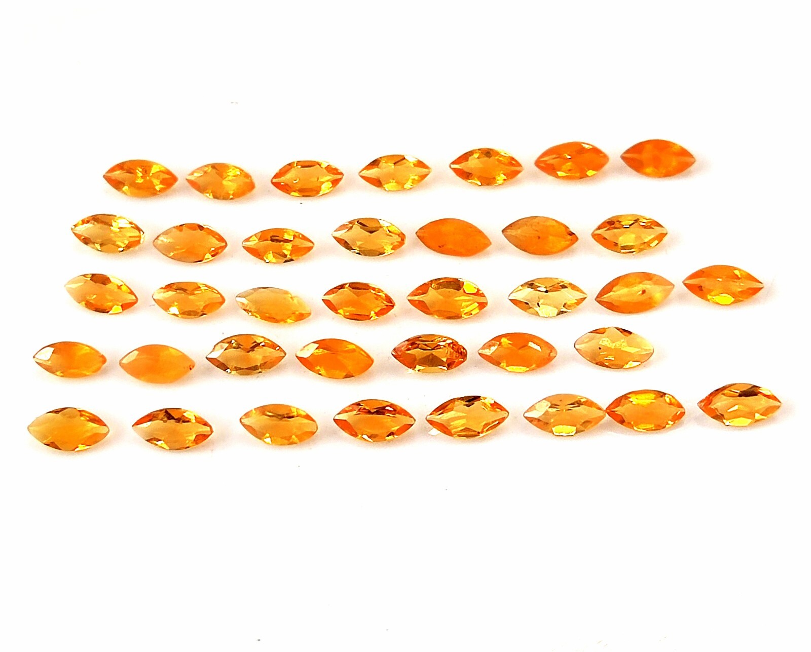2.5X5 MM MARQUISE CUT AAA+ NATURAL MEXICAN FIRE OPAL FACETED GEMSTONE 37 PIECES