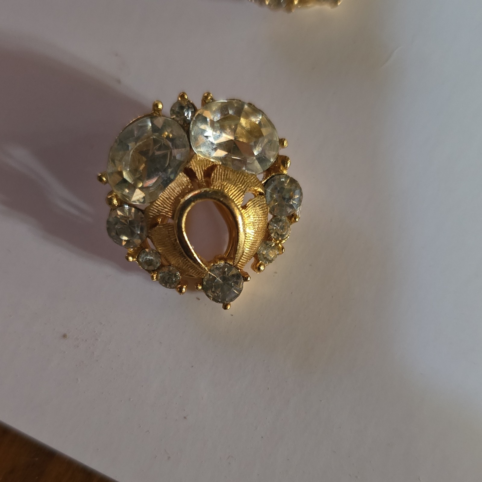 Coro Signed Gold Tone Clear Crystal Cluster Clip-On Stud Earrings