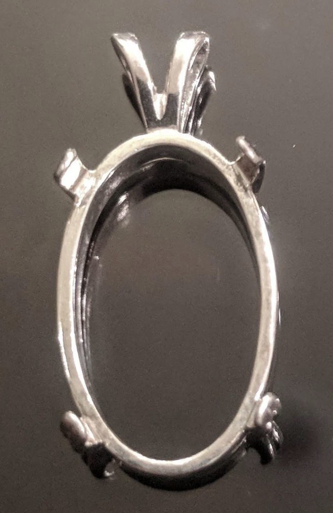 Solid Sterling Silver 7X5- 12X10 Oval Cabochon Setting Mount Pendant
