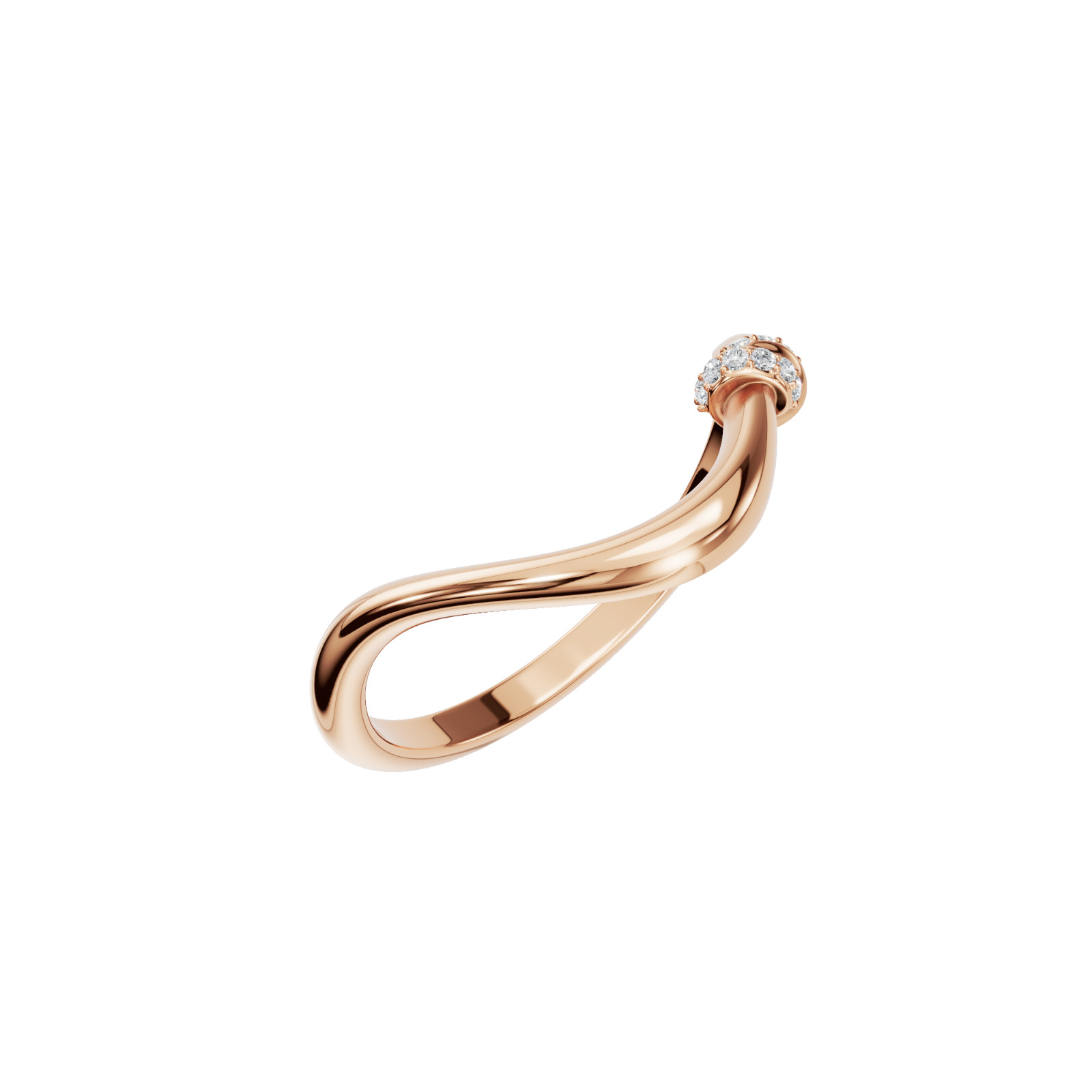 V Shape Lab Diamond Ring 14K Rose Gold D-F- VVS Chevron Stackable Wedding Band