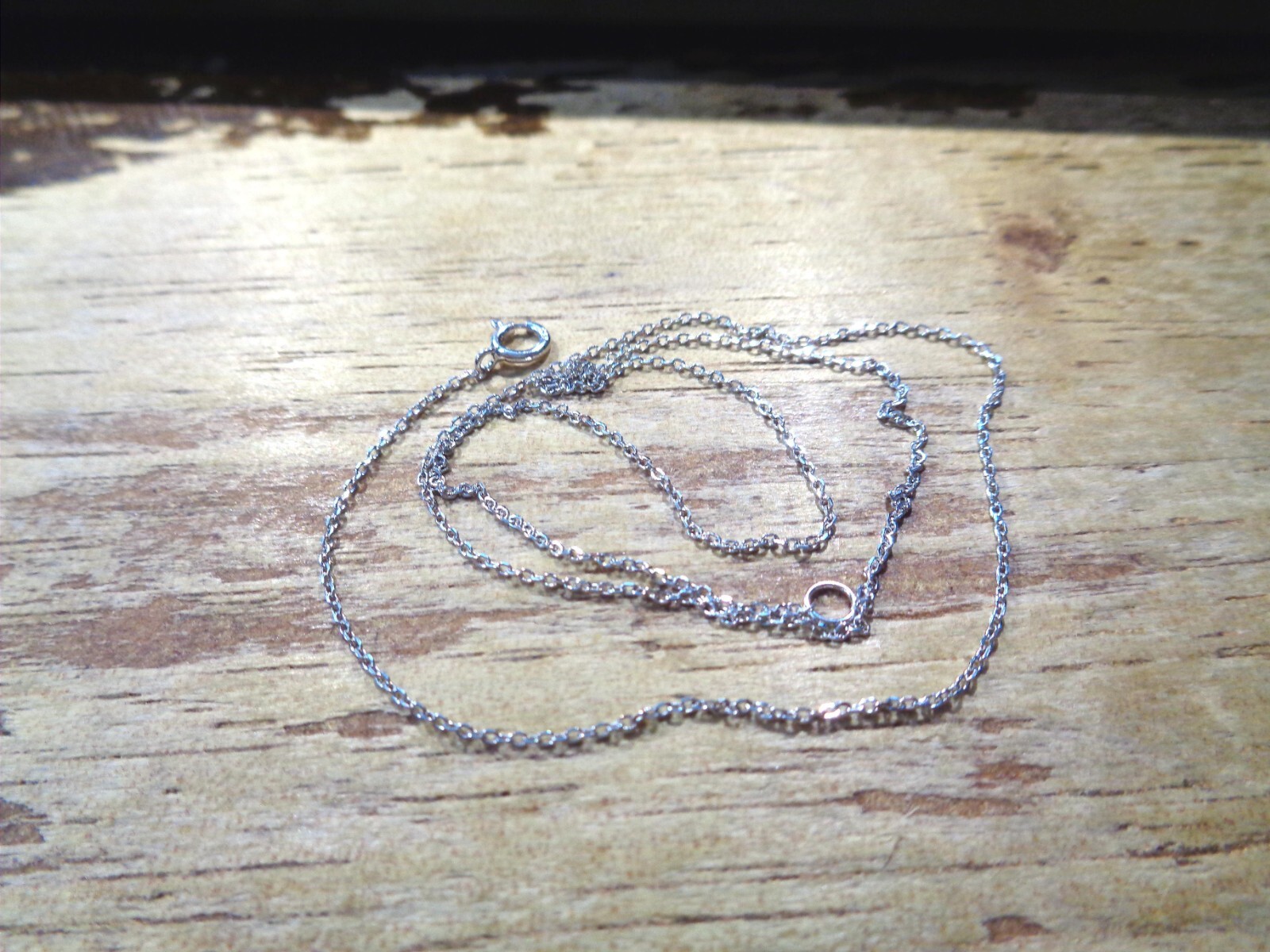 0.8MM PETITE WHITE GOLD-PLATED 925 STERLING SILVER DC ROLO CHAIN NECKLACE 16″
