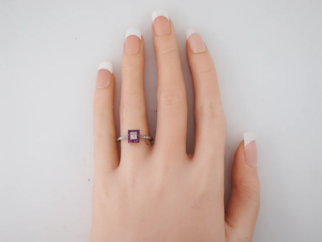 1890’s Retro Square 0.25Ct White Cushion Cut Halo Women’s Ring Solid 925 Silver