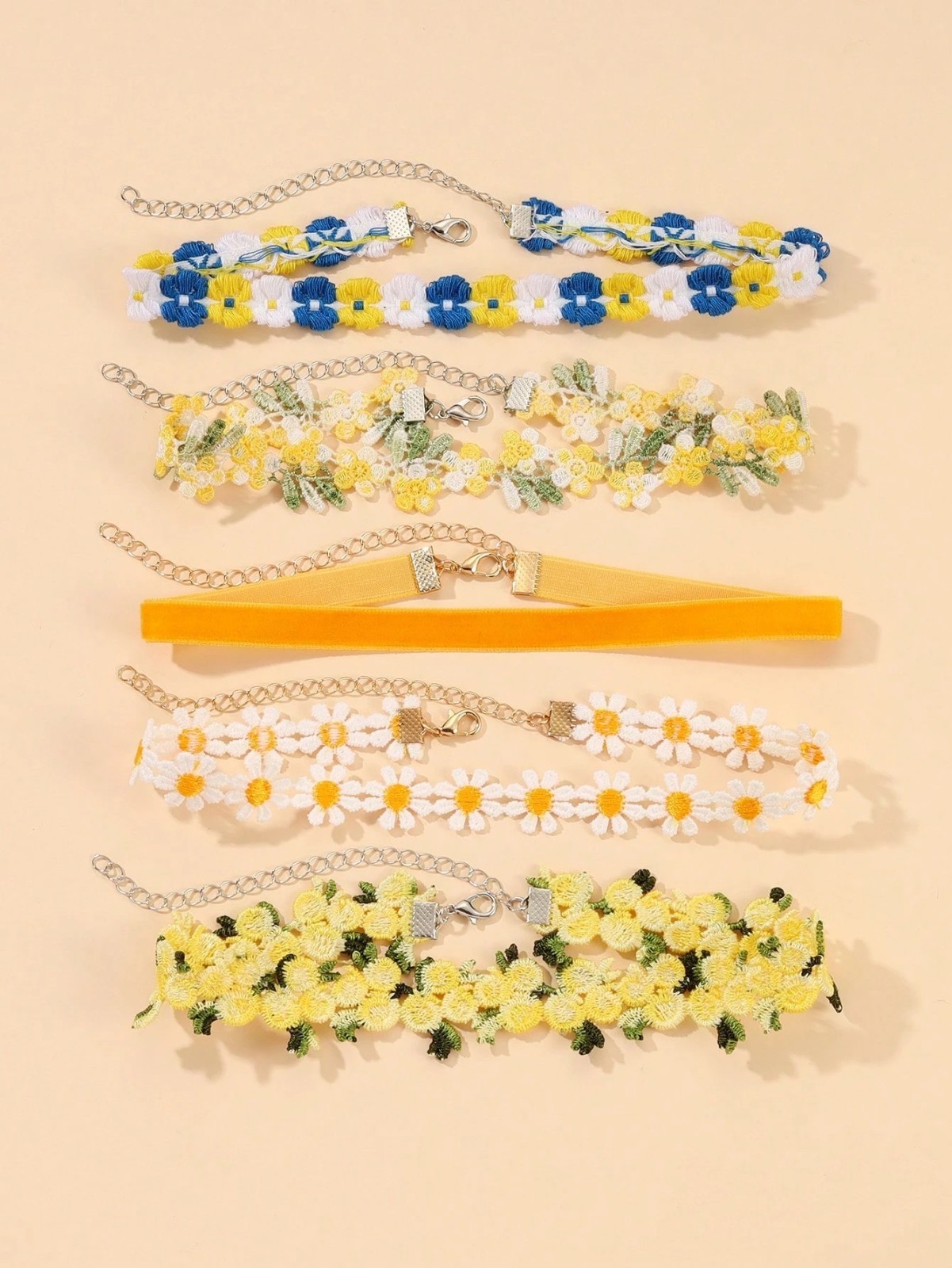 5PCS Choker for Women Multicolor Lace Velvet Choker Set Layered Classic Choker