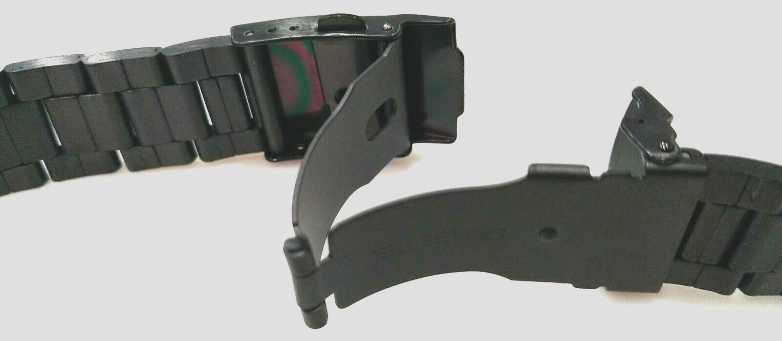 Mens Black Smartwatch 16mm Security Push Button Watch Band Fits Pebble Steel
