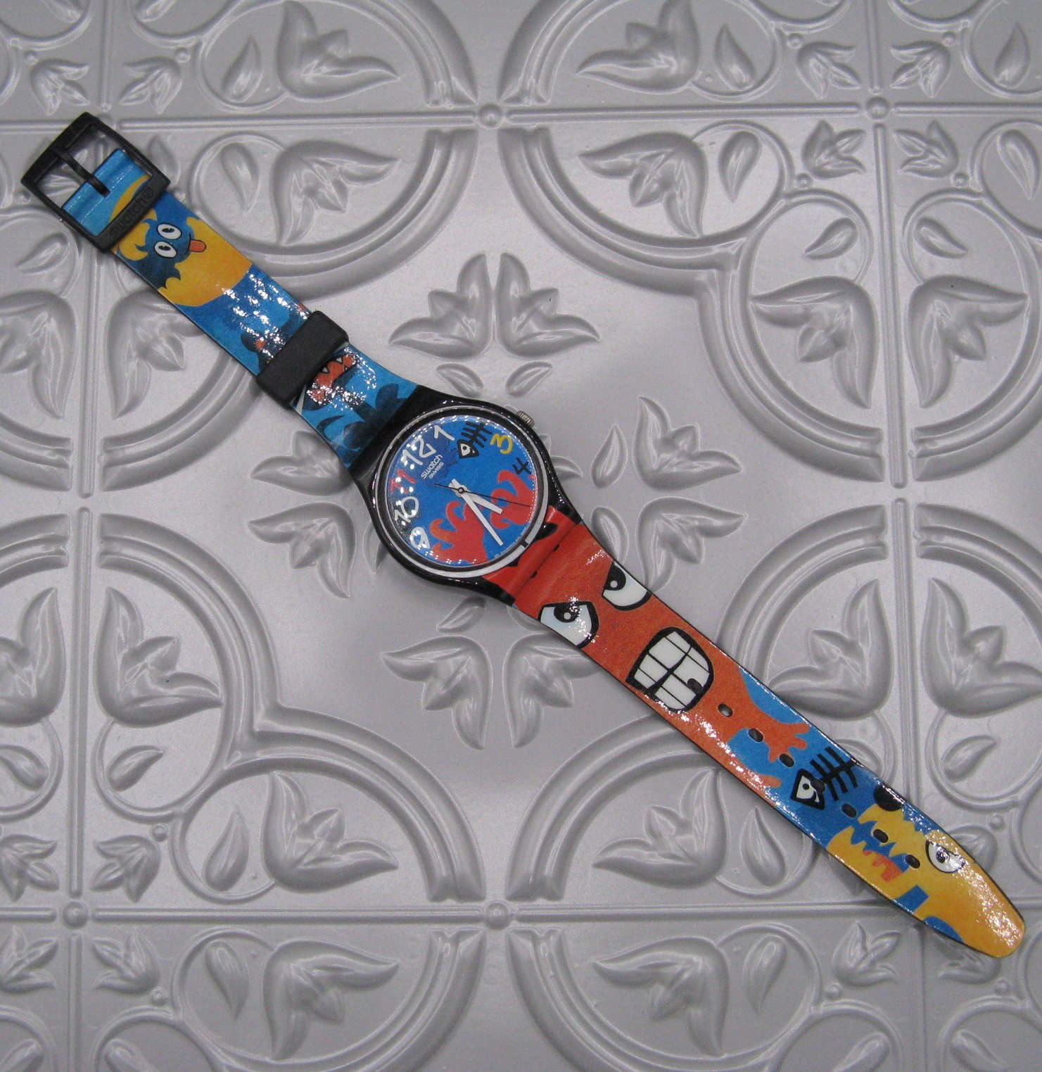 Swatch Watch BIZAR WORLD GB230 Scary Black Cat Monster Gent Vtg 2006 With Case