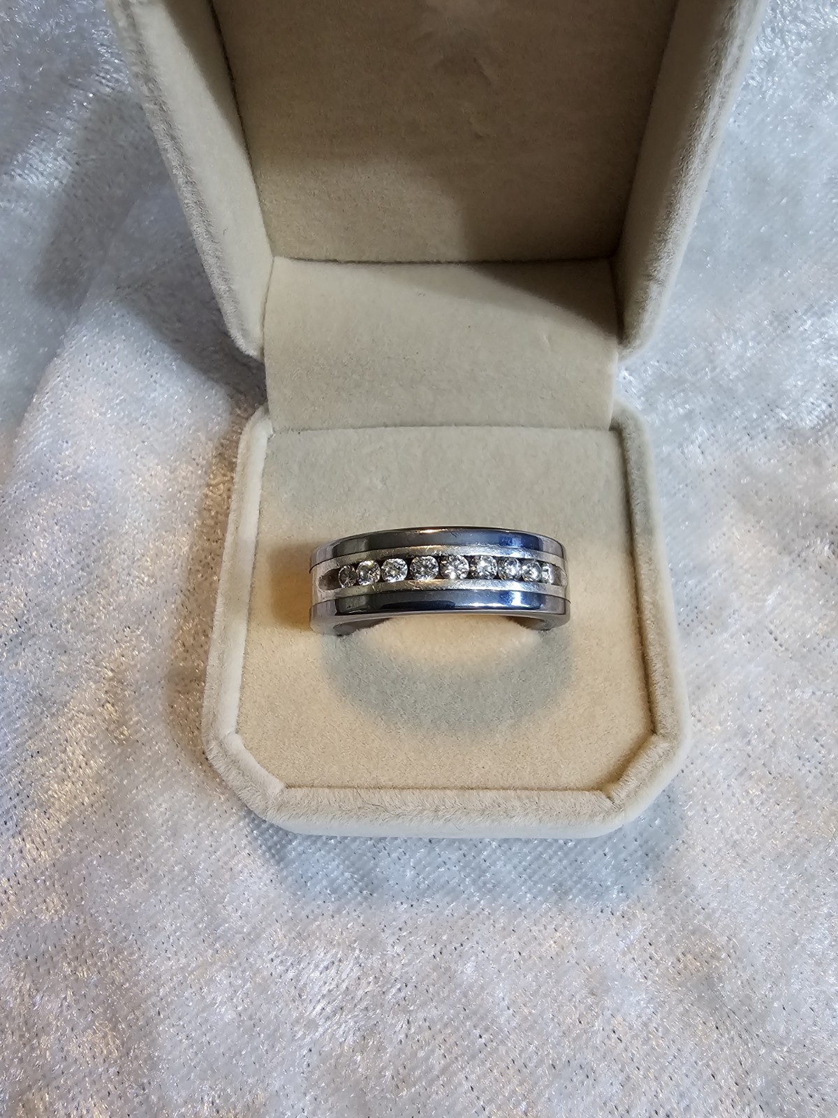 Triton Tungsten Carbide and 925 Sterling Silver Natural 9 Diamond Ring Sz 11
