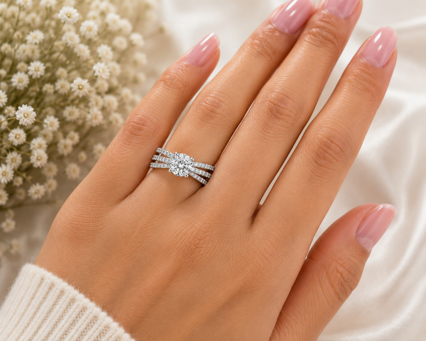 1.60 Ct Round Cut Natural Diamond Wedding Ring 14K White Gold Size 8