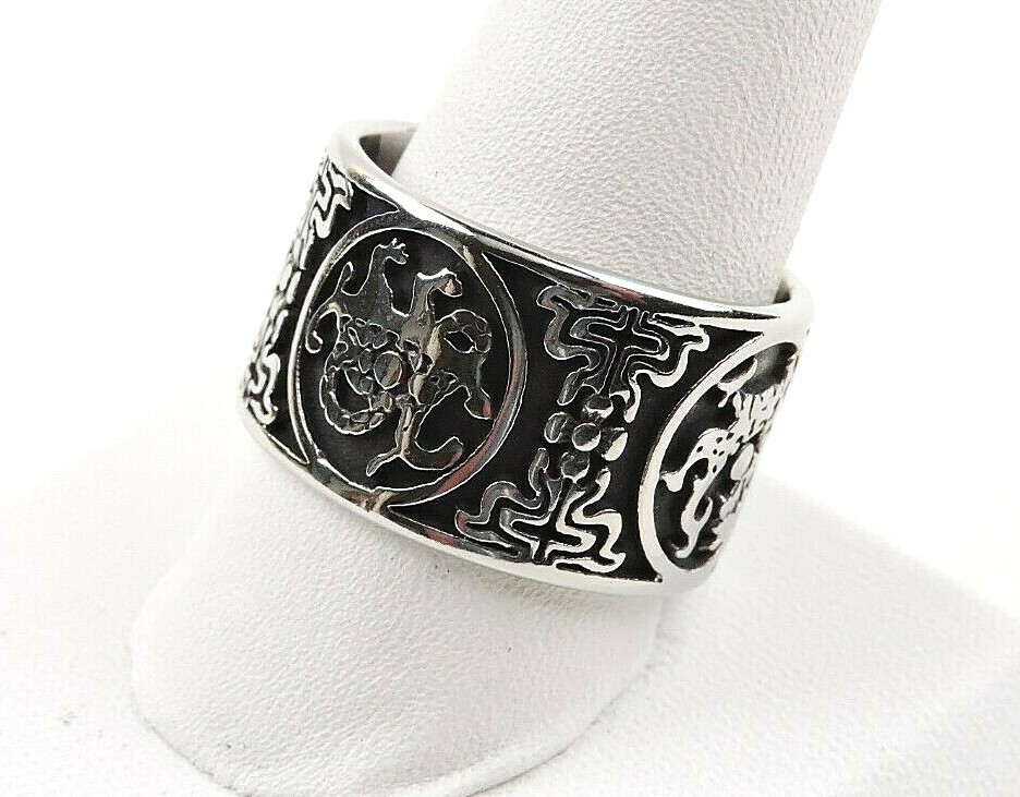 Stainless Steel Textured Wide Band Ring – Free Gift Packaging