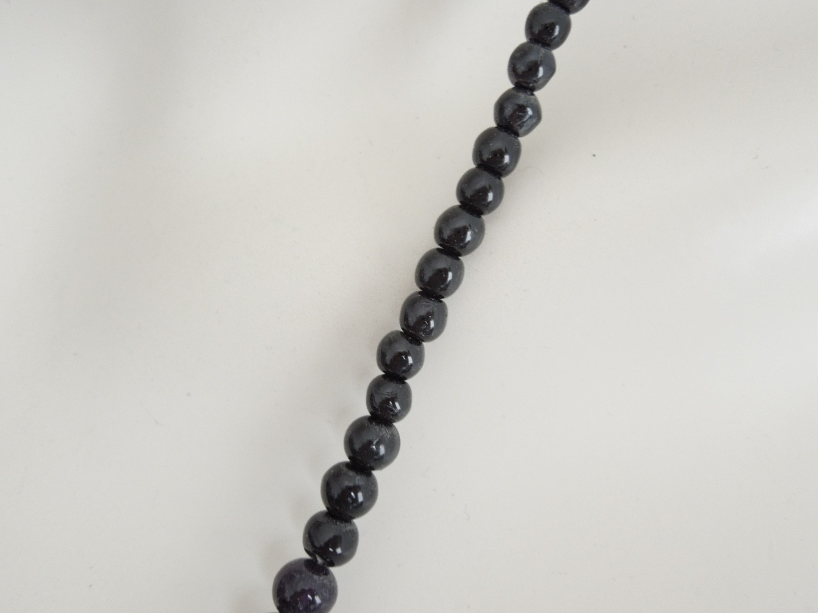 Vintage Necklace Glass Bead Necklace Black Gradient 1950s 36.3 G/22 In