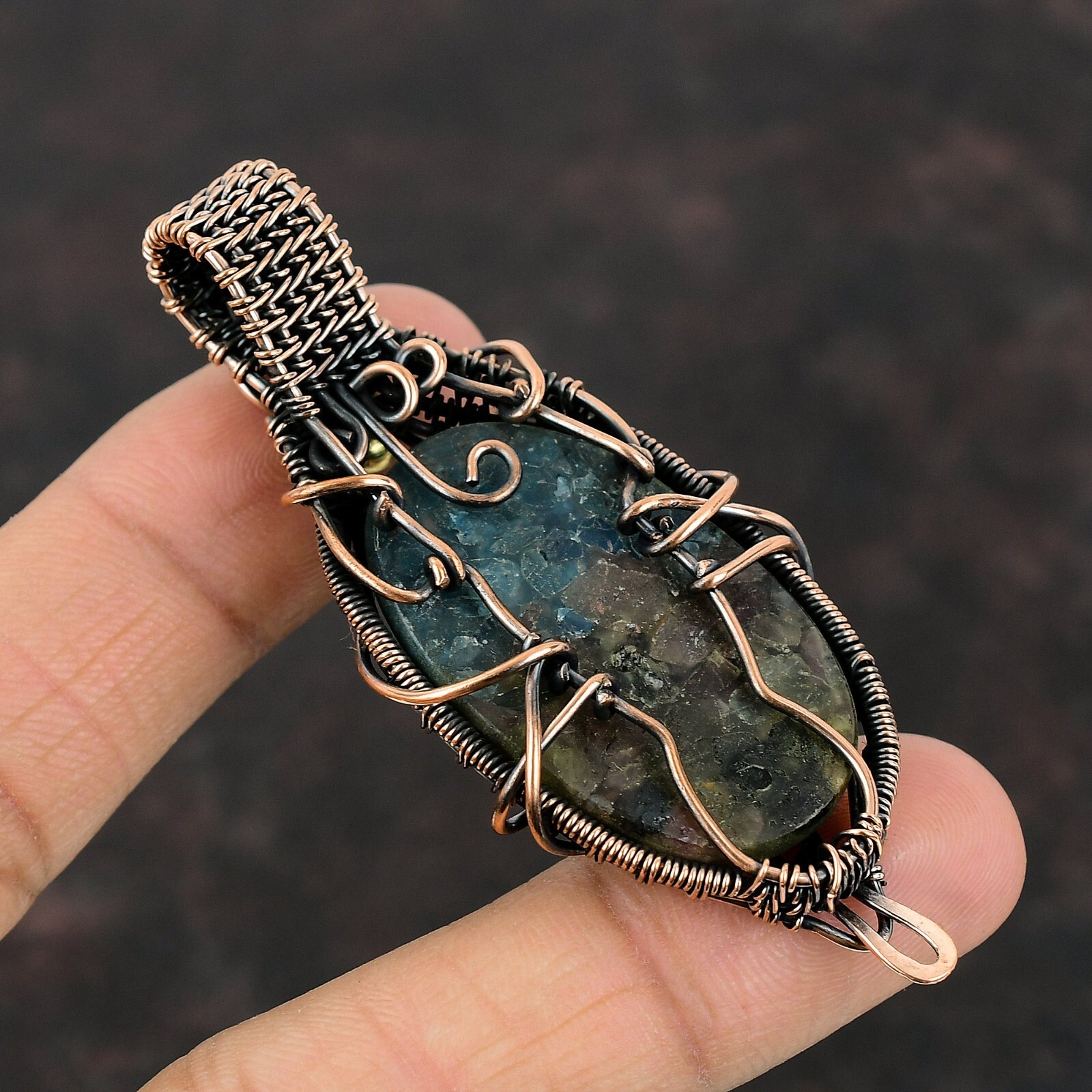 Watermelon Tourmaline Copper Gift For Bridesmaid Wire Wrapped Pendant 2.95″