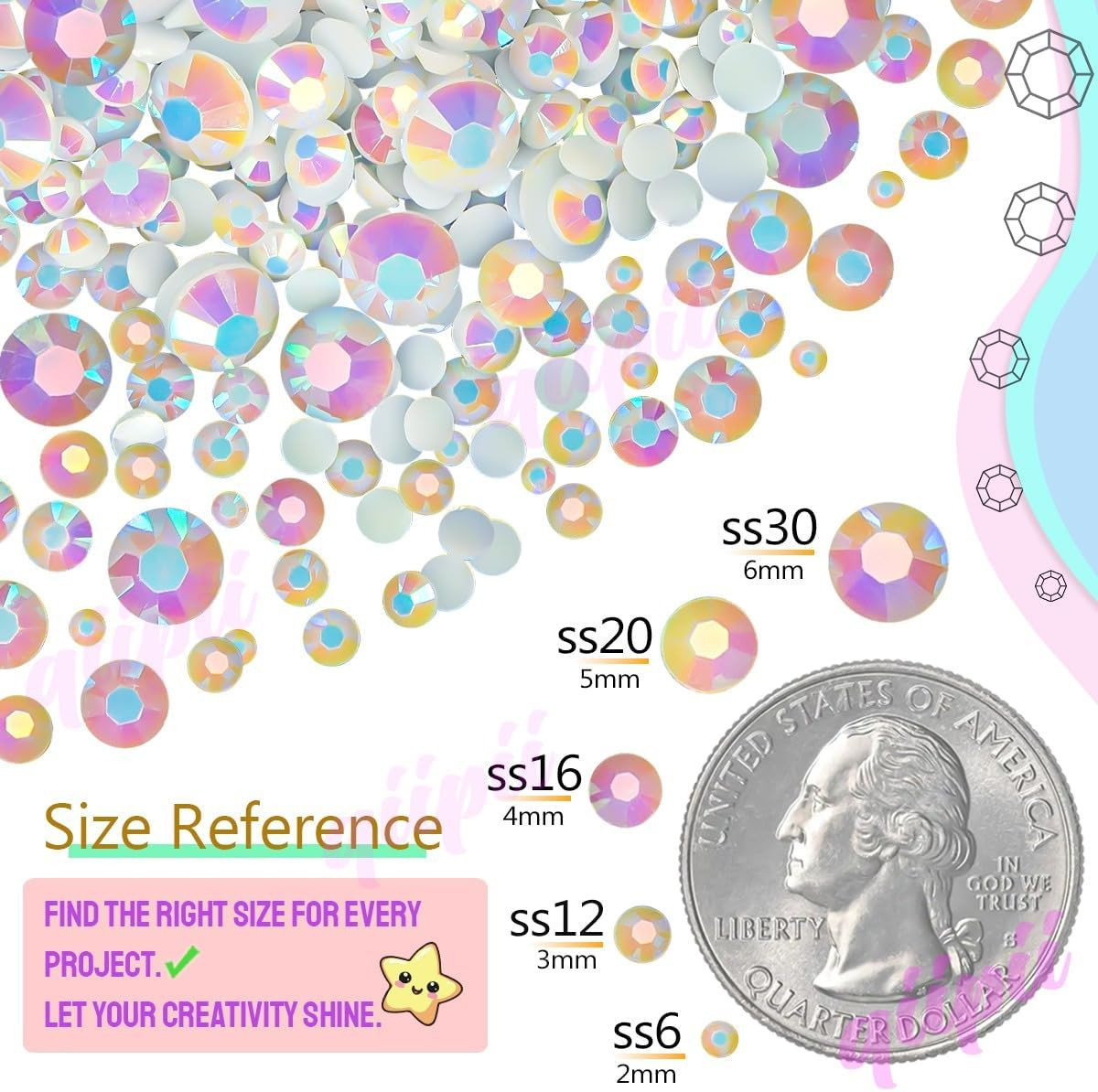10000PCS 2Mm Small Transparent White Ab Resin Rhinestones Bulk Flatback SS6 Clea