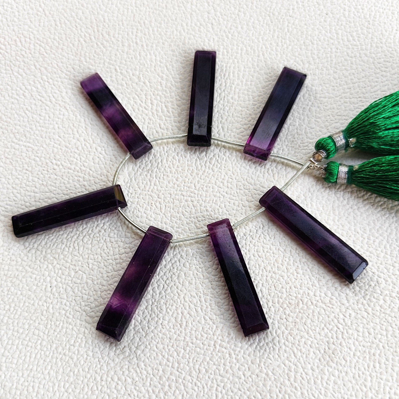 Natural Rainbow Fluorite Brazil 23-25mm Faceted Baguette Beads 4.5″ Strand Gems