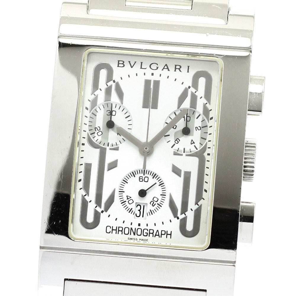 BVLGARI Rettangolo RTC49S Date Chronograph white Dial Quartz Men’s Watch_907083