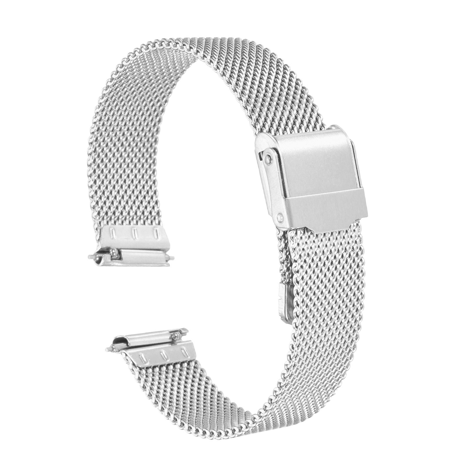 316 Stainless Steel Mesh Watch Band 15mm Quick Release Adjust Strap Silver