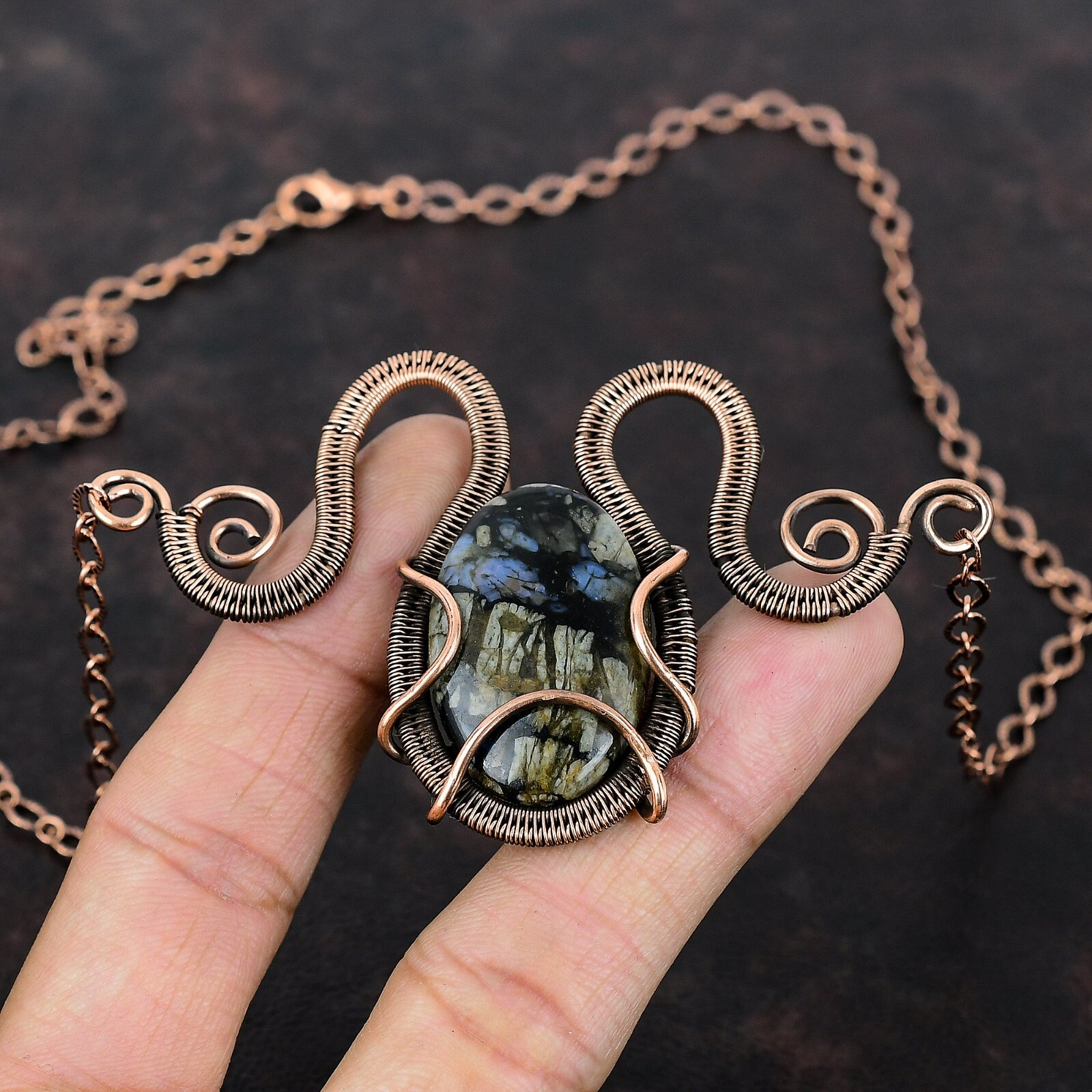 Que Sera Copper Gift For Sister Wire Wrapped Necklace Adjustable 18.0″