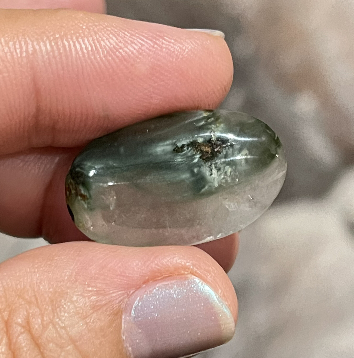25.6×15.4x6mm Green Angel Hair Quartz Oval Cabochon Loose Gem Stone