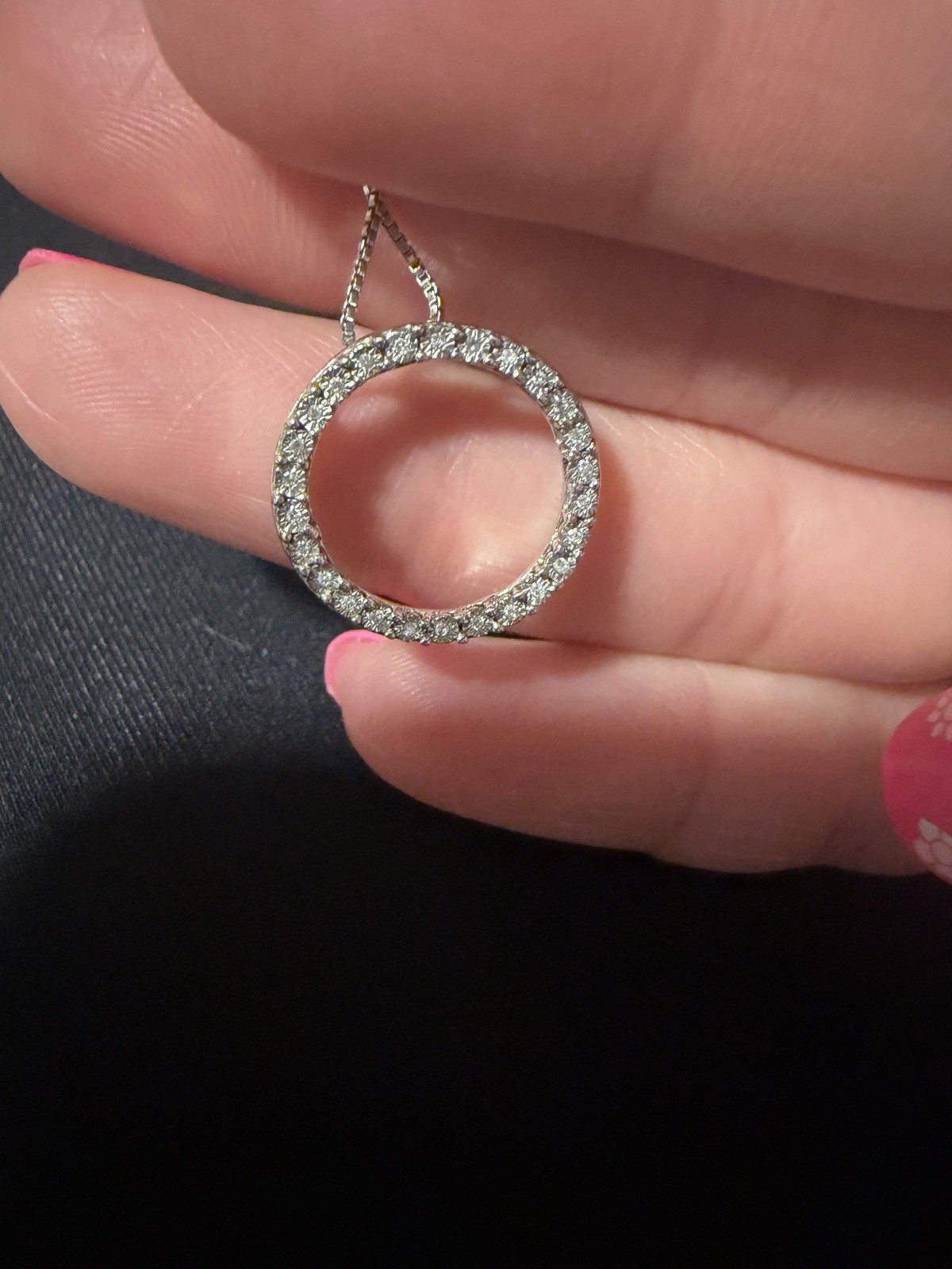 925 Sterling Silver Moissanite Circle Pendant Necklace