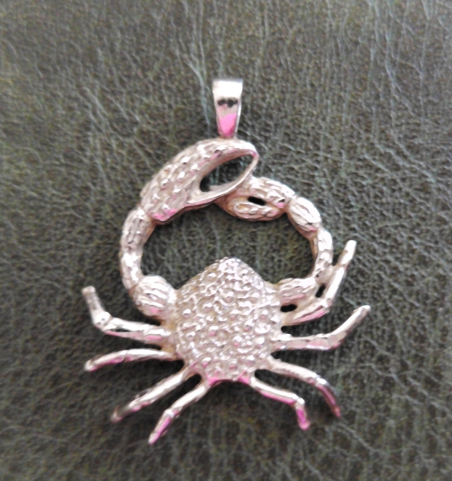 Vintage Sterling Silver Crab Sea Life Zodiac Cancer 1 1/2″ With Bail