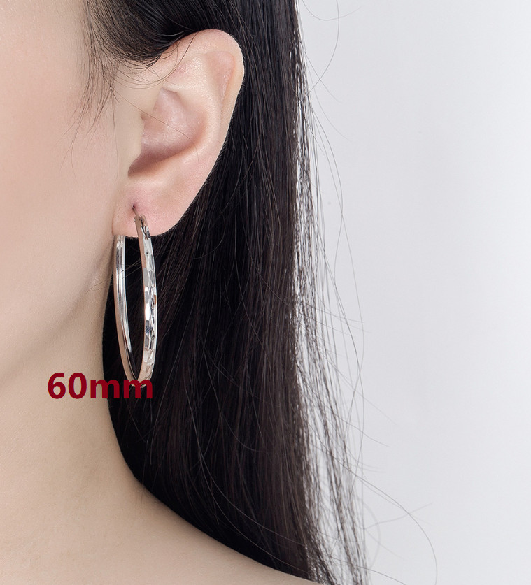 Women 925 Silver Plated Round Hoop Circle Endless Vogue Earrings 30mm-60mm PE32