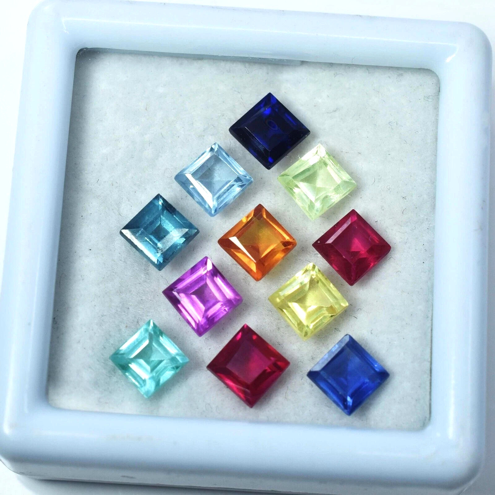 Natural 140 Ct Mix Color Ceylon Sapphire Square Cut 13-15 Pcs Gemstone Lot