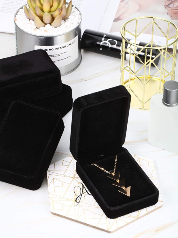 High Quality Black Velvet Necklace Pendant Gift Box Case Jewelry Display Blue US
