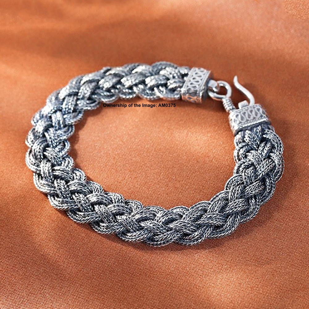 Fine Real S925 Sterling Silver Bracelet 12mm Wheat Link Men Bracelet 7.5-8.7inch