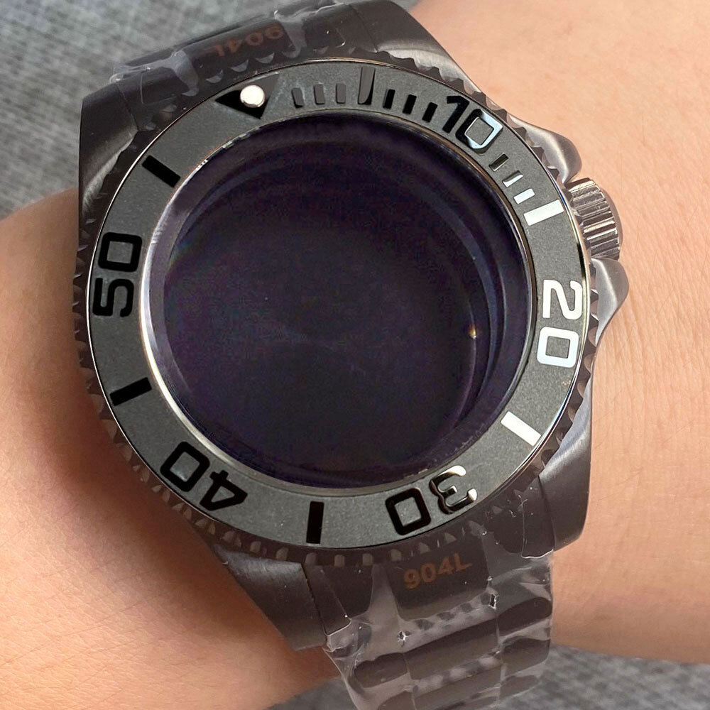 43mm Black PVD Watch Case for Men Fit Japan NH35A ETA 2836 ETA 2824 Miyota8215