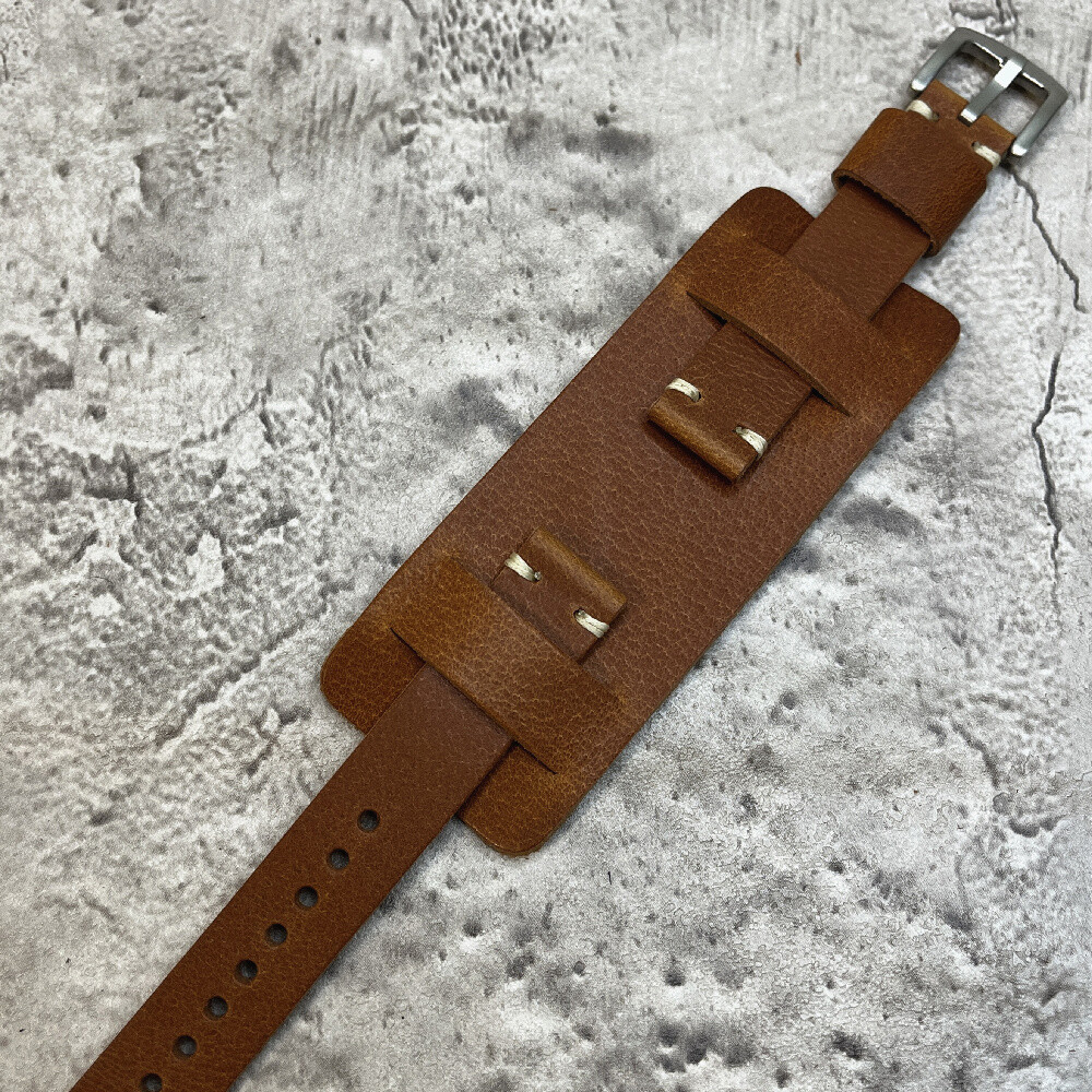 Size 18/20/22/24mm Army Bund Style Handmade Cow Leather Watch Strap/Band #115