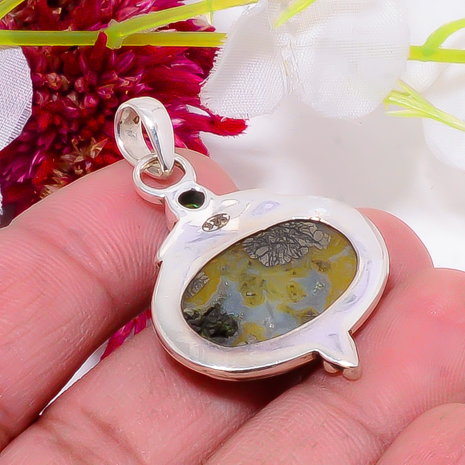 Marcasite – Callahan Mine & Peridot 925 Sterling Silver Pendant 1.72″ sku15