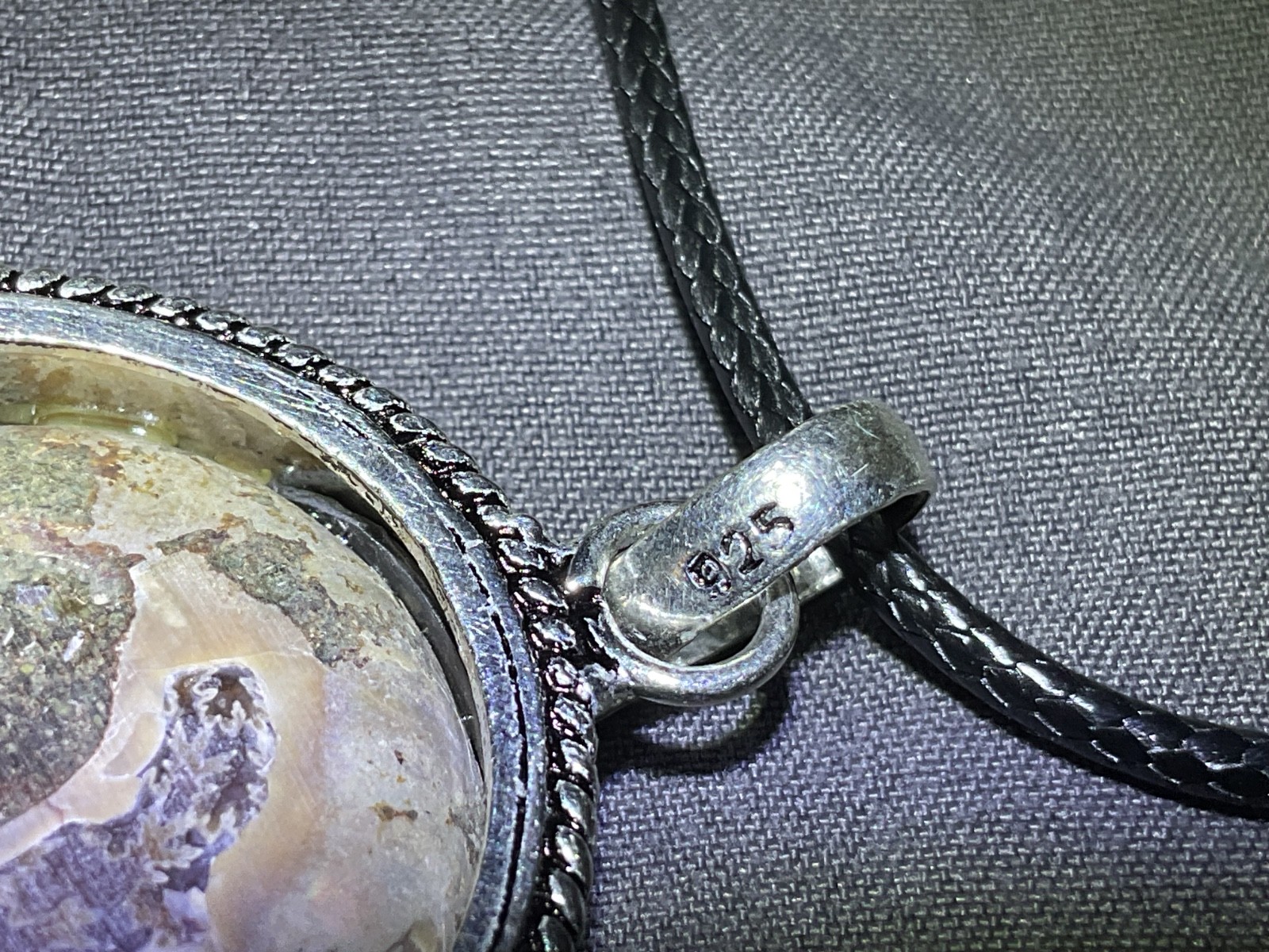 NATURAL Ammonite Fossil 925 Silver Pendant Spiral Shell 33x28mm FREE SHIPPING