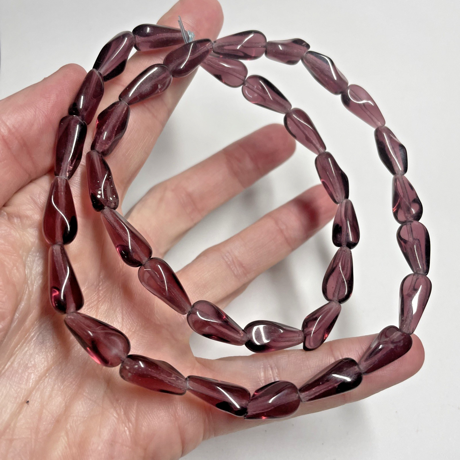 Transparent Amethyst Twist Teardrop Czech Bead, Approx. 16X7MM and 30 Beads/Str