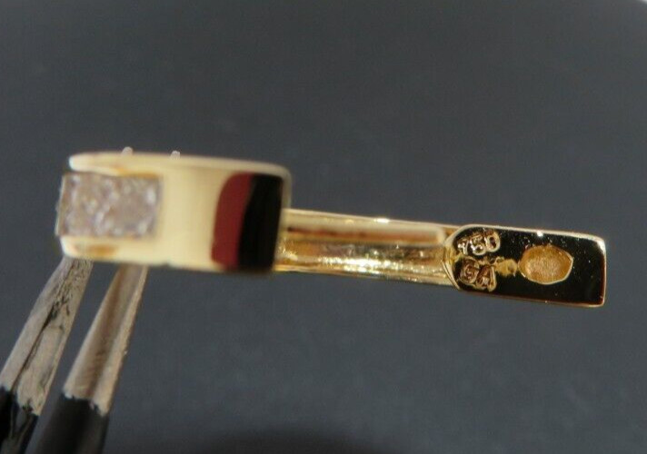 18K YG 1 PC. ONLY 6-PRINCESS CUT DIAMOND HOOOP EARRING 0.50 tcw 2.57gr(AI-2011)