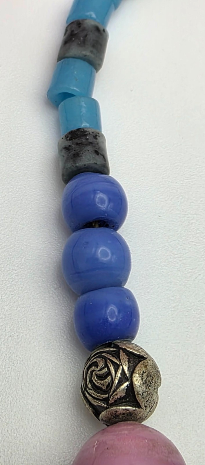 Handmade Artisan Ceramic Bead Necklace Colorful Boho Cottagecore 18.5 in
