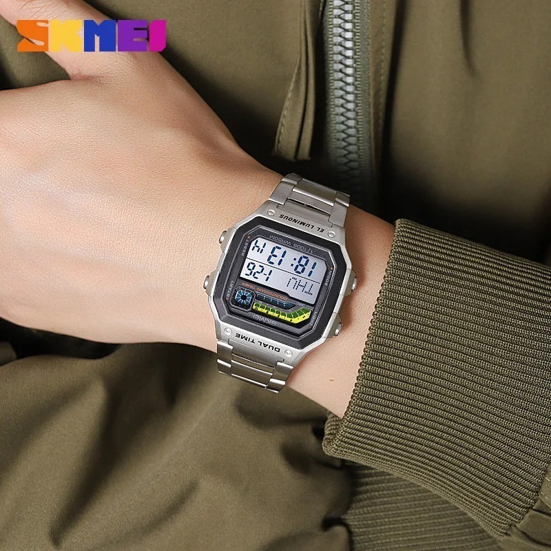 SKMEI Men Digital Watch Square Wristwatch Male Steel Watch Fashion Sport Watches