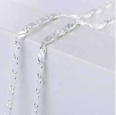 925 Sterling Silver 18K Gold 2MM Flat Clavicle Chains Necklaces for Men Women