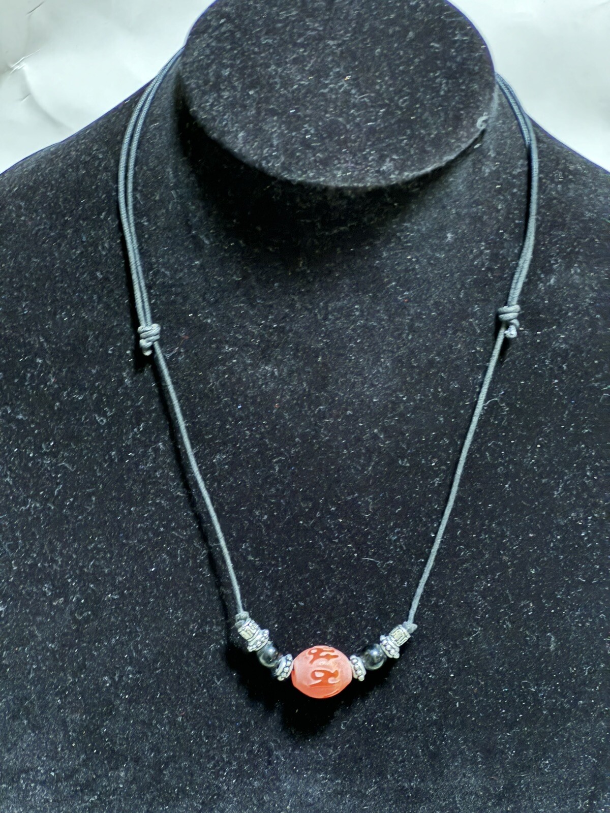 NWOT Handmade Nepalese Tibetan Adjustable Necklace With Center Red Bead Unique