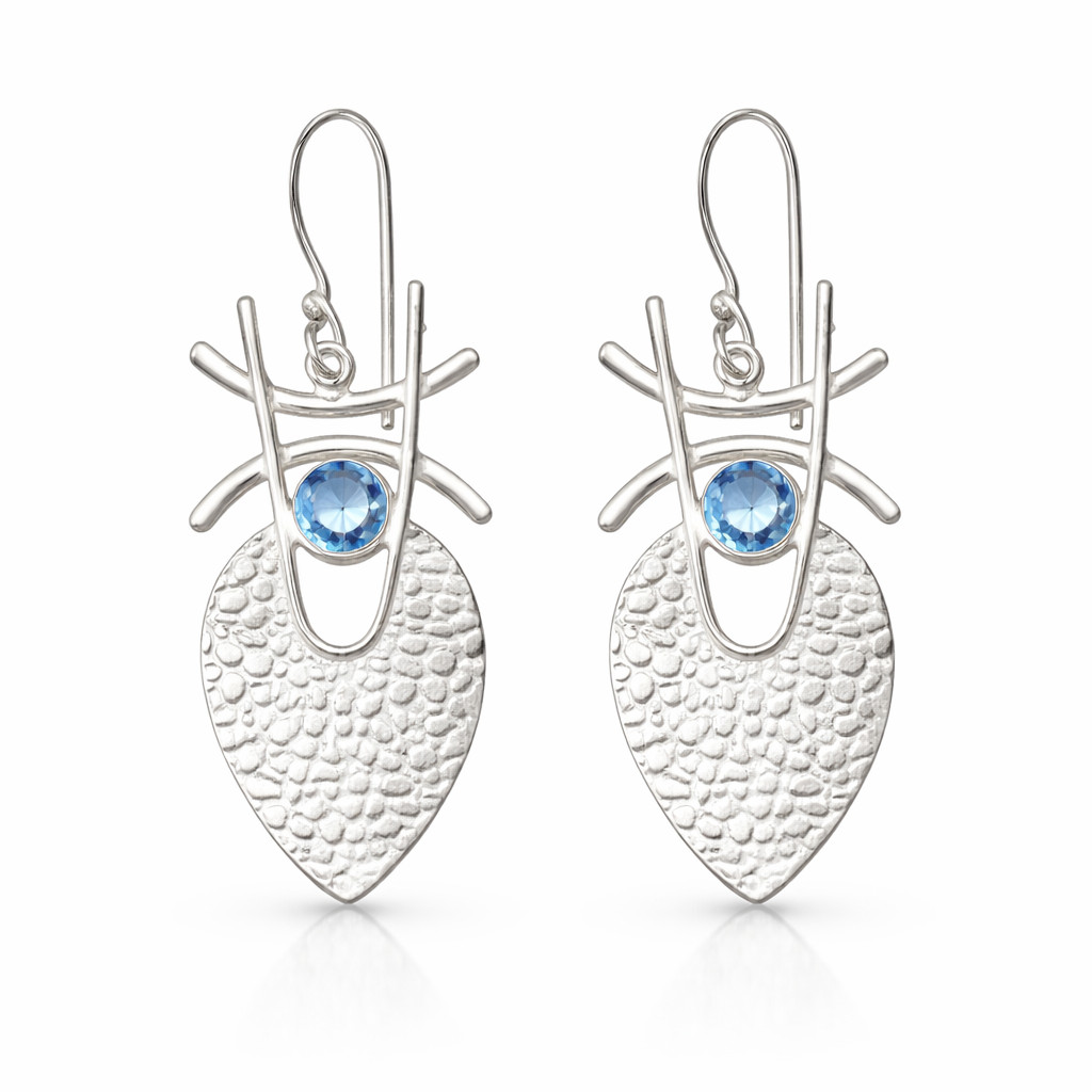 Tanzanite Gemstone Earrings 925 Silver Handmade Jewelry 1.78″ Anniversary Gift