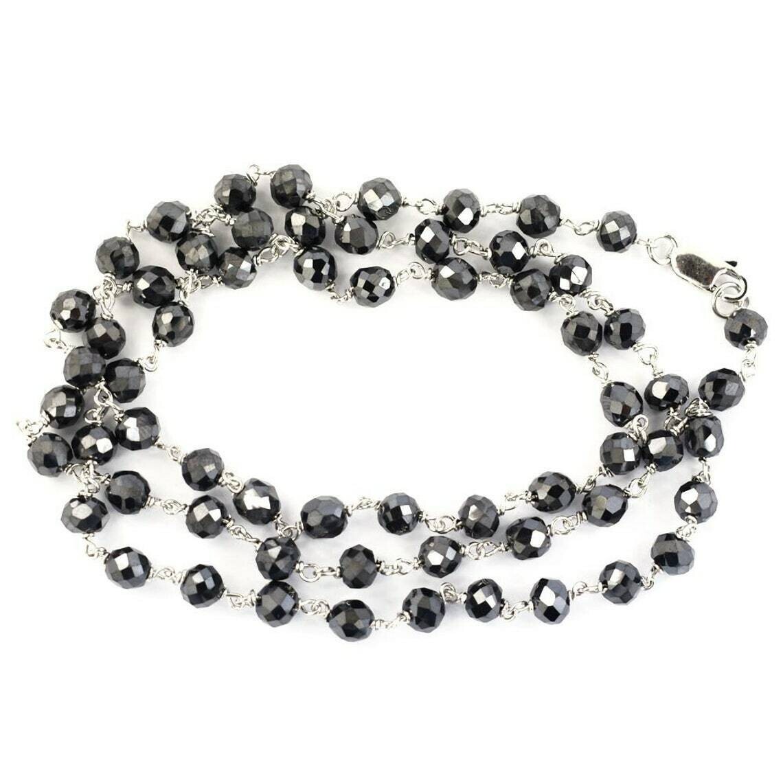 Christmas Gift ! Black Diamond Silver Necklace 6 mm 36 Inches AAA Certified !