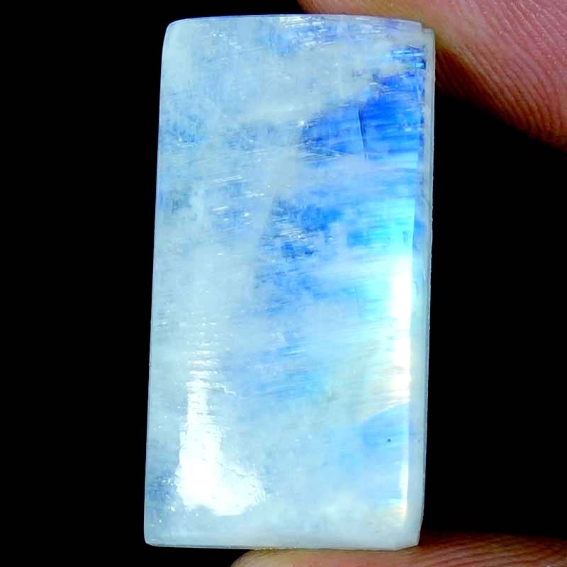 28.40 CT 100% Natural Rainbow Moonstone Cushion Cabochon A++ Gemstone 15x29x5 mm