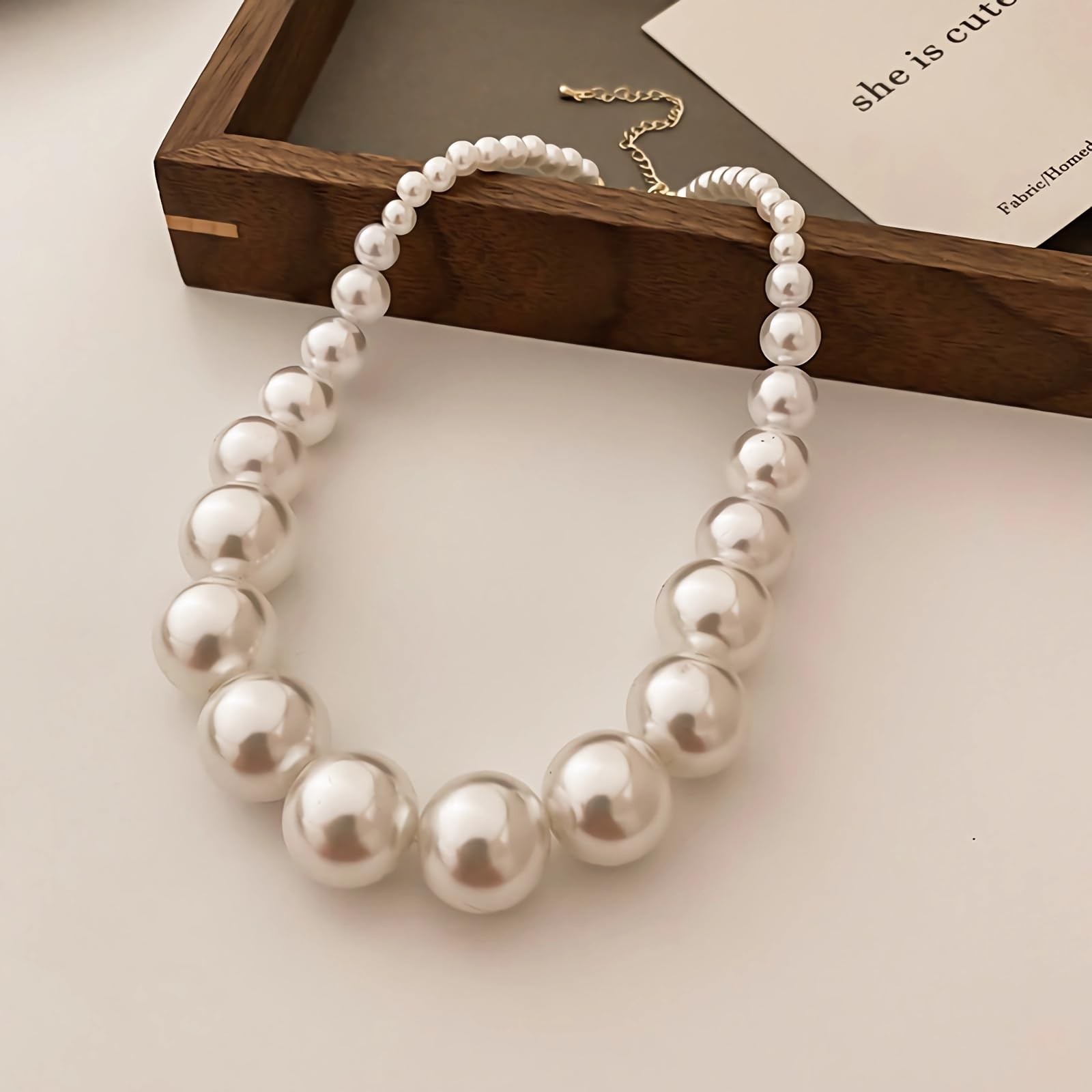 Faux Pearl Choker Necklaces for Women Big Necklace Chunky A-pearl