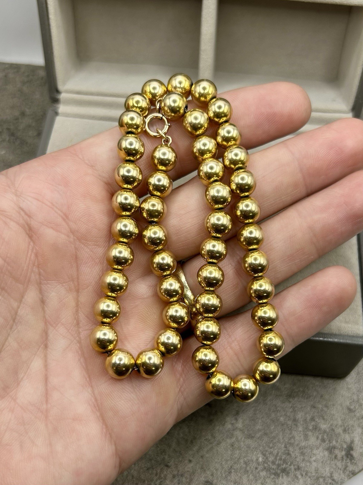 Vintage 10k-12k Gold Filled Bead Ball Necklace 29 Grams 15”