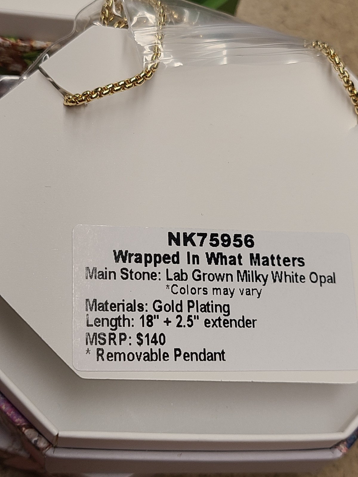Bomb Party Necklace NK75956 Wrapped In What Matters Oct White Opal/Gold