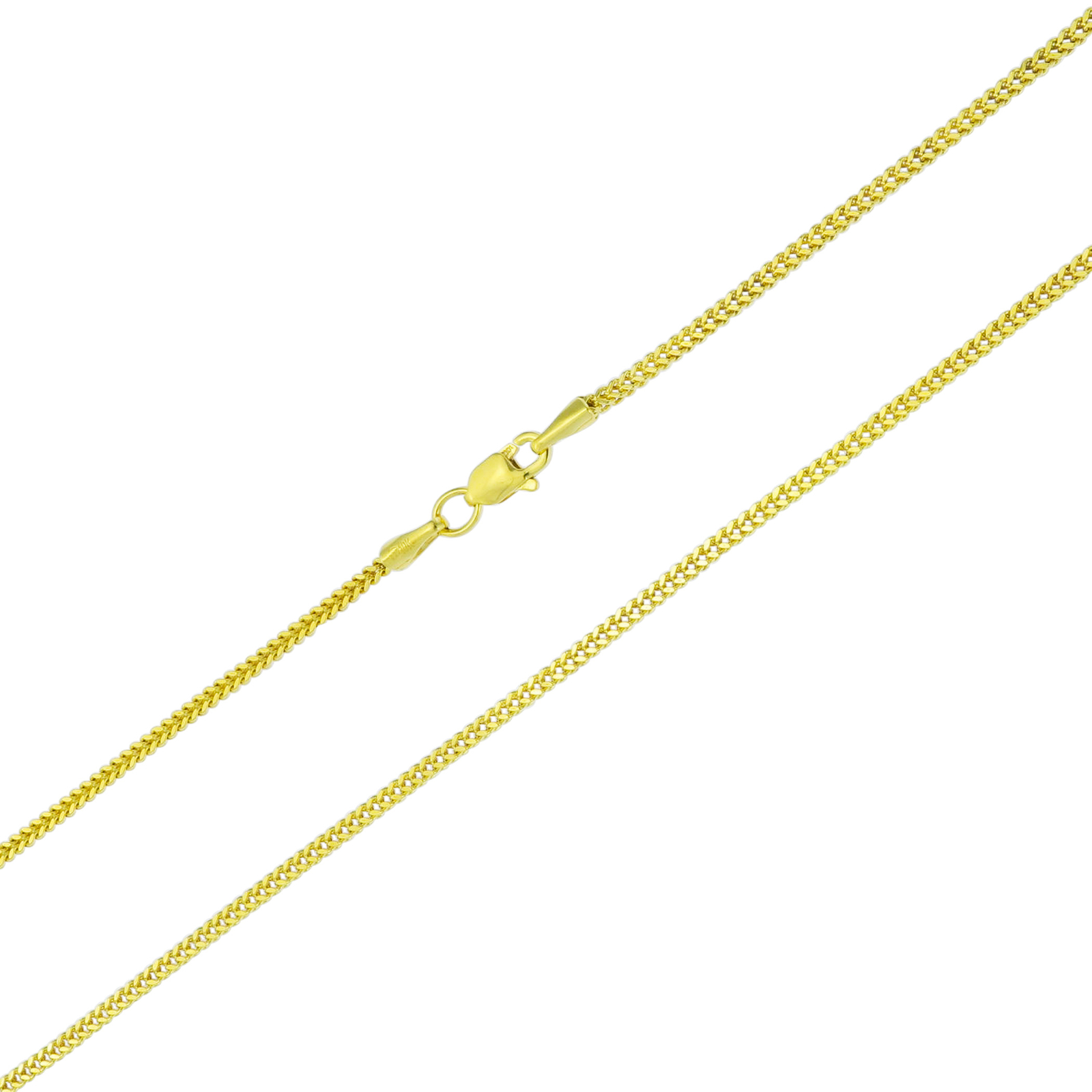 10K Yellow Gold 1.5mm Foxtail Wheat Square Box Franco Pendant Necklace Chain 22″